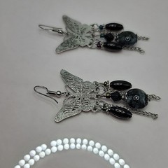 Vintage Butterfly Charm Earrings with Dangles Pierced Earrings