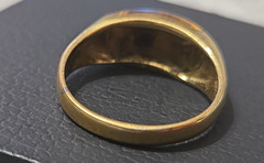 Vtg Signed Uncas Tiger’s Eye Ring 14K GE Gold Electroplate Sz 9 Boho Ring W66