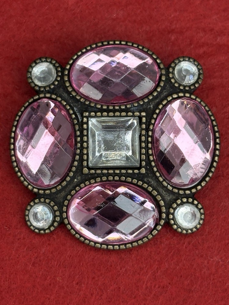 Vintage Purple & Clear Brooch Pin & Pendant 1.5 Inches
