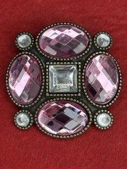 Vintage Purple & Clear Brooch Pin & Pendant 1.5 Inches
