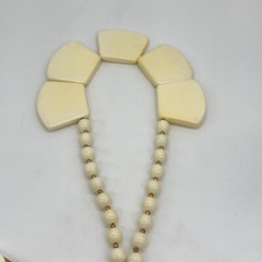 Vintage Necklace and Earring Set Chunky Retro Acrylic Cream Orange Lucite MCM