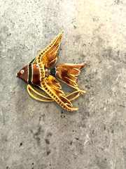 Vintage 3 Fish Brooch Lot – Gold Tone with colorful rhinestones on 2 brooches