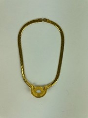 Vtg 80s Napier White Cabochon Pendant Gold Tone Chain Choker Necklace 15.5 in