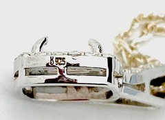 925 Sterling Silver 3.8 Gram Lab Created Whit Fire Opal 32 CZ Necklace 19”