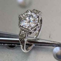 Art Deco Vintage VVS1 Lab Created Diamond 14K White Gold Finish Engagement Ring