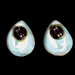 Chunky Ocean Blue Boho Coastal Sea Shells Statement Everyday Earrings 1.25″