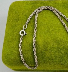 Vintage Sterling Silver 2MM Rope Chain Necklace 16″