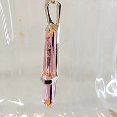 Vintage Pink Cubic Zirconia Baguette Pendant Silver 925, Modernist, 1 5/8″L