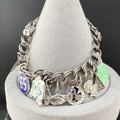 Vintage Sterling Silver Charm Bracelet LOADED Masonic 6.5”