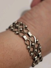 Dated 1957 .830 Silver Signed Erik Svane Swedish Art Deco Bracelet 7.5in #S56/08