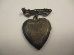 Vintage Sterling Silver Locket Pendant Pin Brooch c1940s Solider Photo