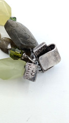 SAKI SILVER Bracelet Labradorite Chalcedony Beaded Multi Strand Gemstone