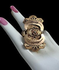 Vintage UNCAS 12K GOLD-FILLED “ETRUSCAN SEED PEARL” RING & EARRINGS-Victorian