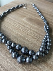 Roman Vintage Double Strand Faux Gray Pearl Necklace