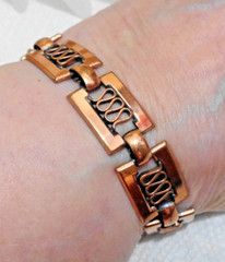 6.5 inch Vintage Solid Copper Renoir Bars & Scroll Bracelet 5/8″ 25.1 gm