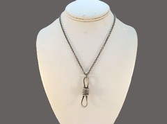 Unisex Vintage Pewter Knotted Rope Pendant Necklace