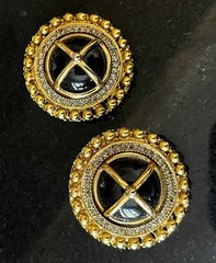 Vintage Graziano Clip Earrings Etruscan Rhinestones Large Statement Quality