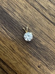 Vintage Solid 14K Yellow Gold 8mm Solitaire Pendant 2.0 CT DEW CZ 1.4g Estate