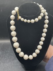 Vintage Monet’ Graduated Faux Pearls With Gold Tone Accents 12” With Logo Tag