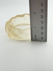 Vintage Lucite Pale Yellow Faceted Bangle Bracelet Pinhole Bubbles 7.5”x1” 41.4g
