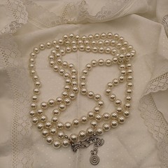 VINTAGE SIGNED GRAZIANO HAND KNOTTED FAUX PEARLS 61-64.5” CLASSY NECKLACE READ*
