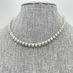 Vintage Silver-Tone Prong Crystal Rhinestone Tennis-Style Choker Necklace