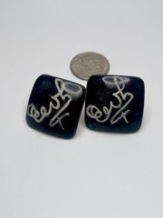 Vintage Studio Craft Copper Enamel Square Stylized Swirl 1″ Cufflinks