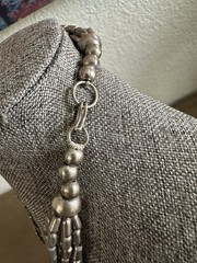 Vintage Multi Strand Asymmetrical Hammered Silver Tone Oval Pendant Necklace