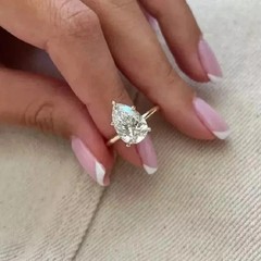 4ct Pear Cut Lab Created Diamond Solitaire 14K Yellow Gold FN Engagement Ring