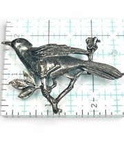 Brooch Bird On A Branch Leaves Floral Silver Tone 1930’s To 50’s