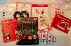 Lot of 9 Christmas Holiday Bling – 8 Pair Earrings – 1 Santa Hat Ring NEW