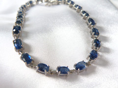 D’Joy Sterling Silver 925 Natural Blue Kyanite Tennis Line Bracelet Fits 8″