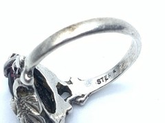 Art Deco style 925 Sterling Silver Black Onyx Ladies Band Ring – Sz 6