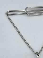 Tie Clip bar Miners Pick Axe & Shovel pave set Spinel silver tone