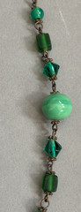 Antique Vintage Early Art Deco Czech Flapper Necklace Green Glass Beads Beaded