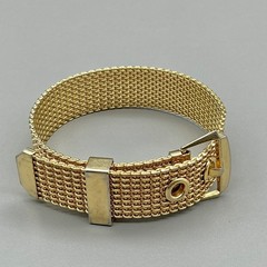Avon Bracelet Women Gold Tone Vintage Mesh Buckle Belt Style Adjustable 8.5 Inch