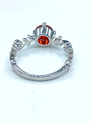Red CZ Cubic Zirconia Faceted Gemstone Sparkle Silver Tone Vine Band Ring Size 7
