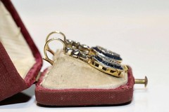 Victorian Drop Dangle Earrings 2Ct Lab Created Sapphire 14K Two-Tone Gold Over