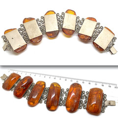Alluring Amber Bracelet made from Rectangle shaped beads