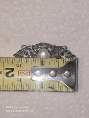 Vtg Sterling Silver Faux Pearl Marcasite Brooch Pin Art Deco Or Victorian