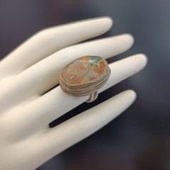 Artisan Ring Massive OOAK Chunky Vintage Bold Unique Statement Natural Stone VTG
