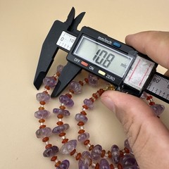 Vintage Hand Carved Amethyst Melon Bead Necklace