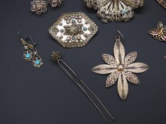 Estate 800 Silver Filigree Cannetille Jewelry Lot Antique Victorian Revival 66gr
