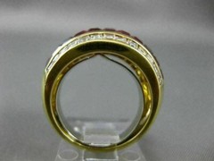 ESTATE WIDE 5.30CT DIAMOND & AAA RUBY 18K YELLOW GOLD INVISIBLE ANNIVERSARY RING