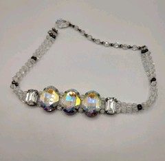 Y2K Signed TARINA TARANTINO Aurora Borealis (AB) Crystal Choker Necklace Vintage