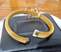 Antique Victorian Gold Mesh Fill Bracelet Bangle Name plate See Video