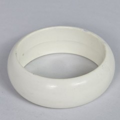 Vintage 80s Off White Bangle Bracelet Chunky Wide Band Costume Jewelry Hong Kong