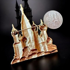 JJ Jonette Cathedral Brooch Gold Tone Vintage Russian St Basil Pin Signed