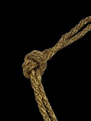Vtg Double Rope Strands 3 Knotted Chain Yellow Gold Tone Dainty Bracelet 7″
