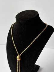 Vtg Bigney 12k Gold Filled Popcorn Chain Adjustable Sliding Bead Lariat Necklace